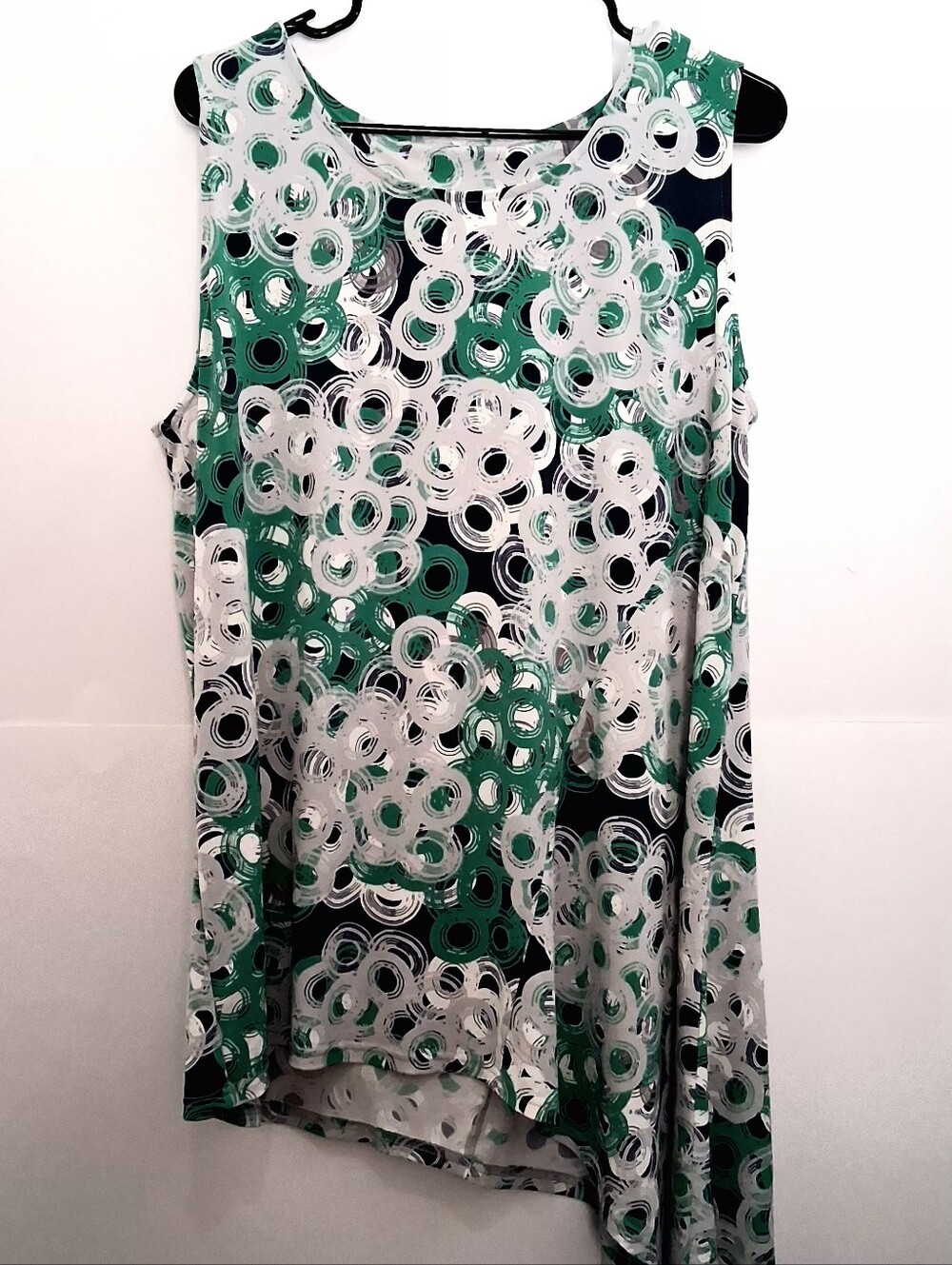 Asymmetric Green & White Sleeveless Tank Top Size Fit Large XL